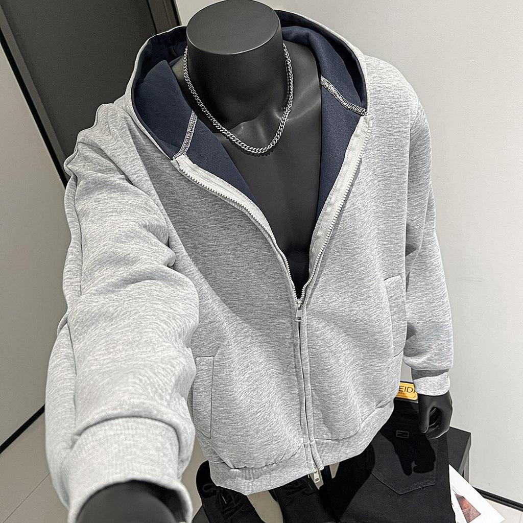 Trendy Brand 2026 Fashion Blockbuster Sweater Zipper Short Vibe High Street Hooded Men's Sweater