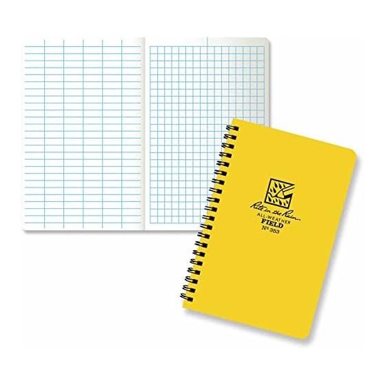 Weatherproof side spiral notebook, 4 5/8" x 7", yellow cover, field pattern (no. 353N)
