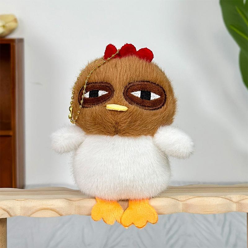 Ugly Hen Plush Toy Doll Kawaii Chicken Pendant Fur Keychain Stuffed Plushie Key Ring Birthday Christmas Gifts Car Decoration