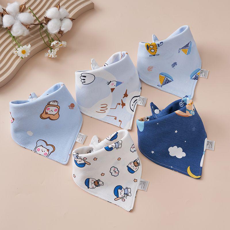 Newborn Pure Cotton Snap Bib - Double Layer Triangle Scarf for Babies