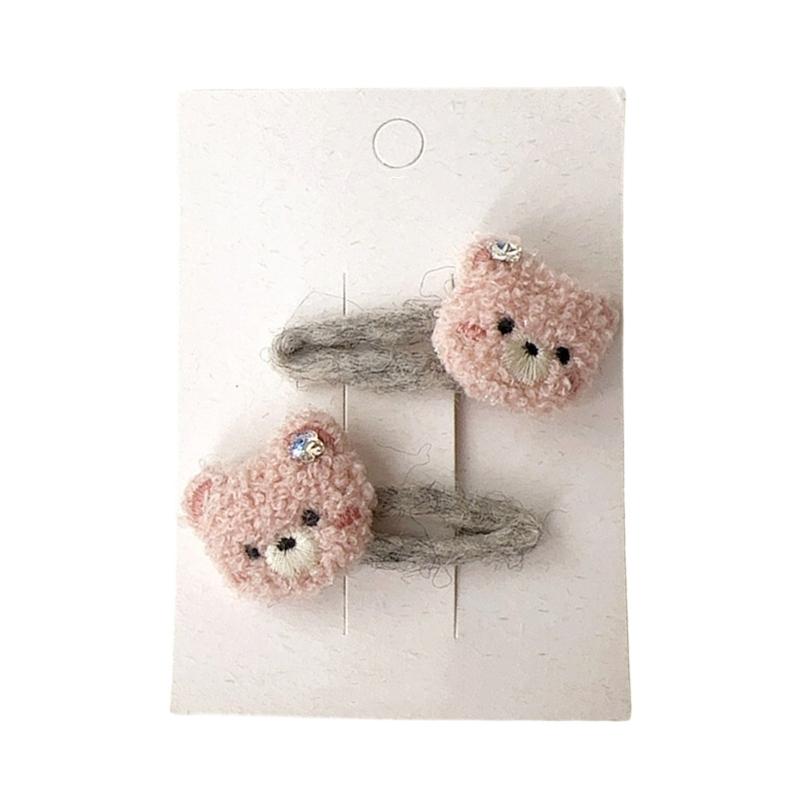 1 Pair Adorable Cartoon Baby Hair Clips Plush Hair Ties Gentle Barrettes Secure Hold For 0 to 2 Year Old Girls Infants