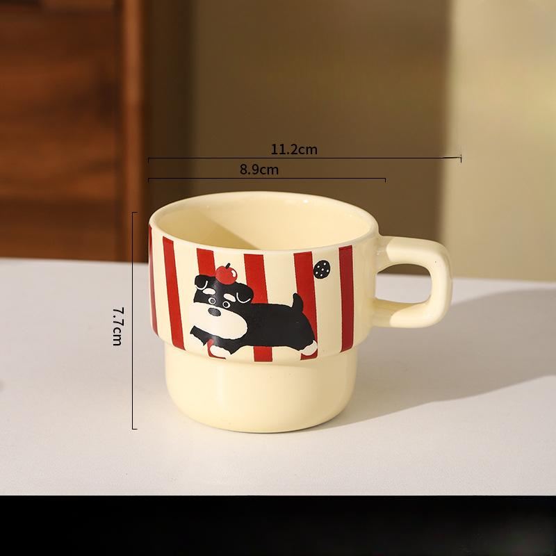 Schnauzer Stacked Cup Cute Ceramic Cup Coffee Cup High Value Mug Household Drinking Cup Breakfast Cup