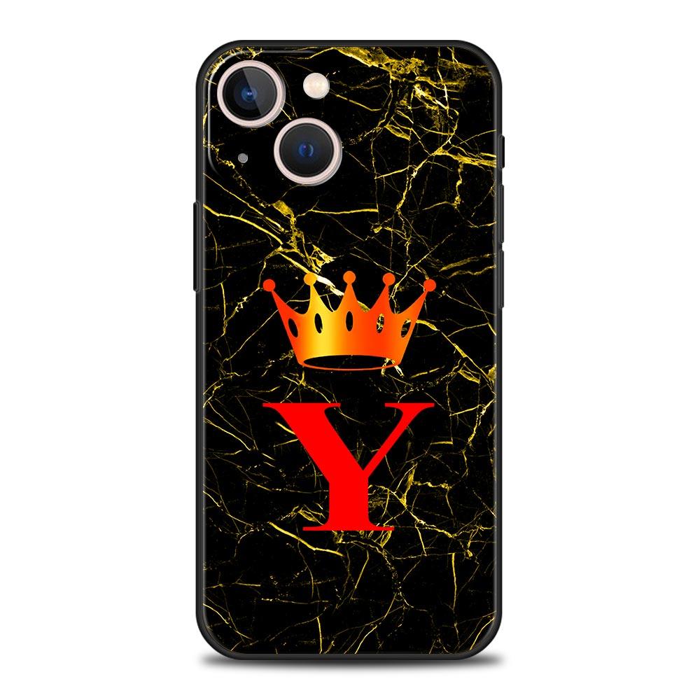 Marble Letter Phone Case For iPhone 17 16 15 Pro Max 11 12 13 14 7 8 Plus SE 2020 X XR XS Cover Soft Black