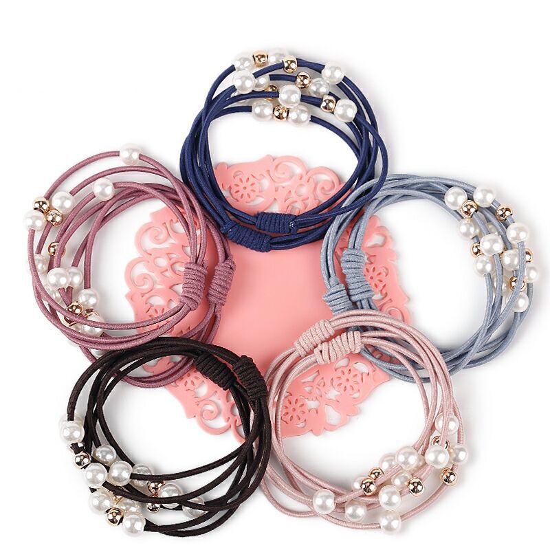 

5pcs Korean Fashion Pearl Elastic Hair Bands Women Girls Hair Ties Rope Headwear Children Kids Hair Accessories