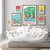 Shanghai Tokyo Seoul Newcastle Cityscape Poster and Print Nordic City View Canvas Painting Color Picture Living Room Home Decor