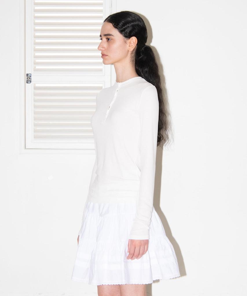 MAIS Henry Neck Long Sleeve T-Shirt / White