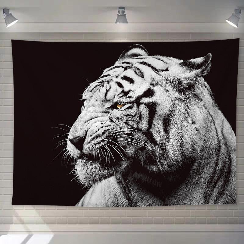 

Черно-белый животный лев гобелен украшения хиппи кружево настенный тигр настенный гобелен Мандала гобелен домашний декор гобелен 100x75cm
