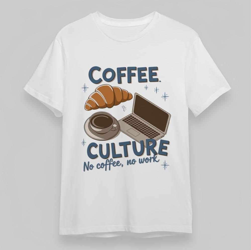 

Women s Plus Size Classic T Shirt Coffee Culture Laptop Croissant Graphic Tee L
