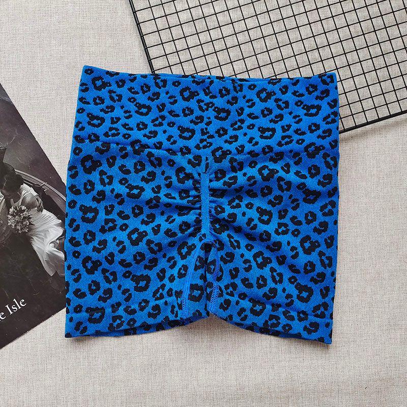 

Fashion Leopard Print Yoga Pants Women s High Waist Hip Lift Seamless Sports Fitness Peach Hip Shorts Tight Yoga Shorts Blue Leopard Print S