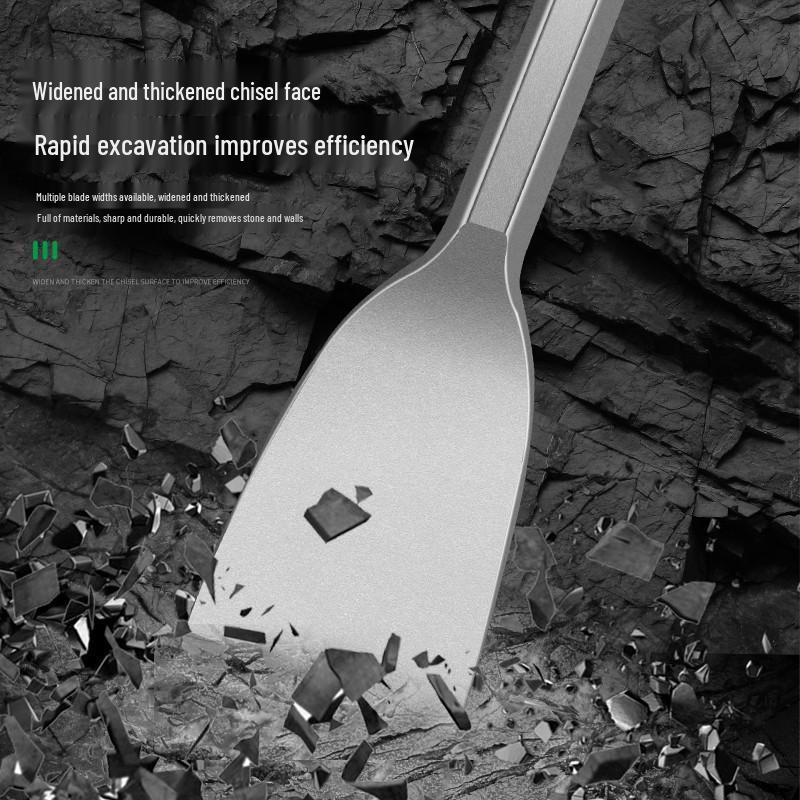 Ultra-Thin Electric Hammer Drill Bit Set: Square, Round, and Hex Shank with Flat & Pick Chisels for Slotting, Shoveling, and Wall Piercing Tasks