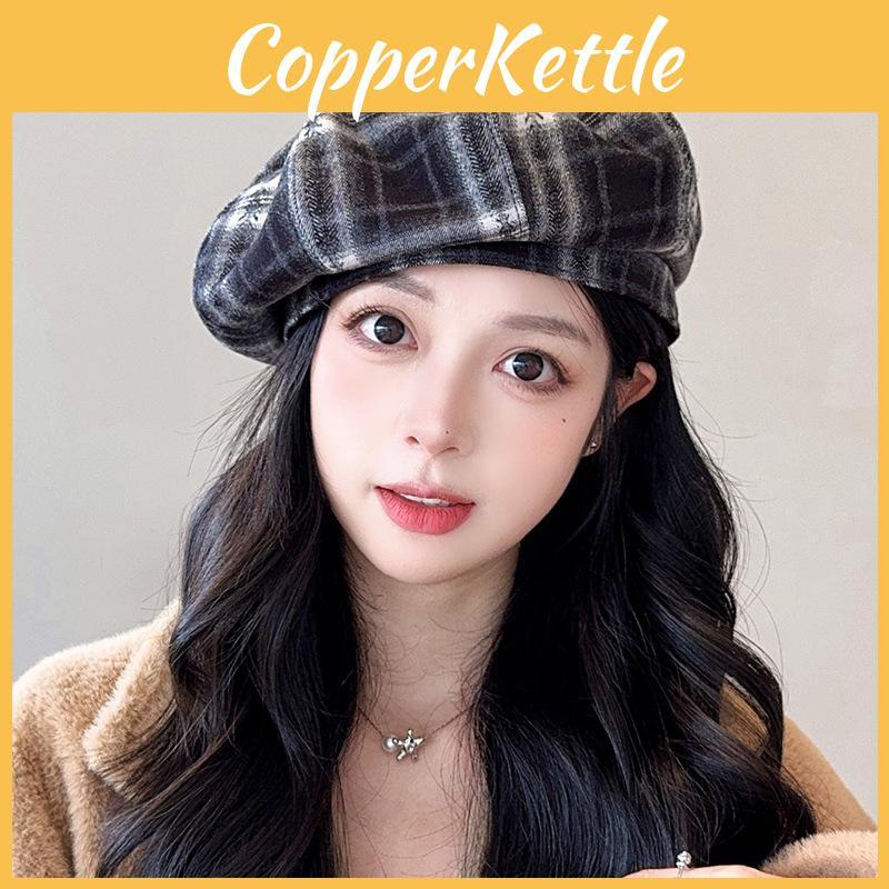 Trendy Style Plaid Beret With Windproof And Sunshade Features For Women