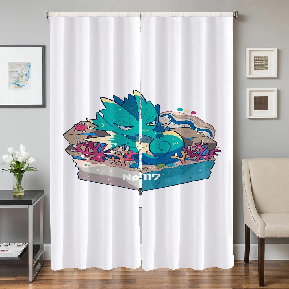 Home Interior Kitchen Curtains for Living Room 2 Pieces Blackout Curtains Door Curtain Pokemon Partition Bedroom Decoration