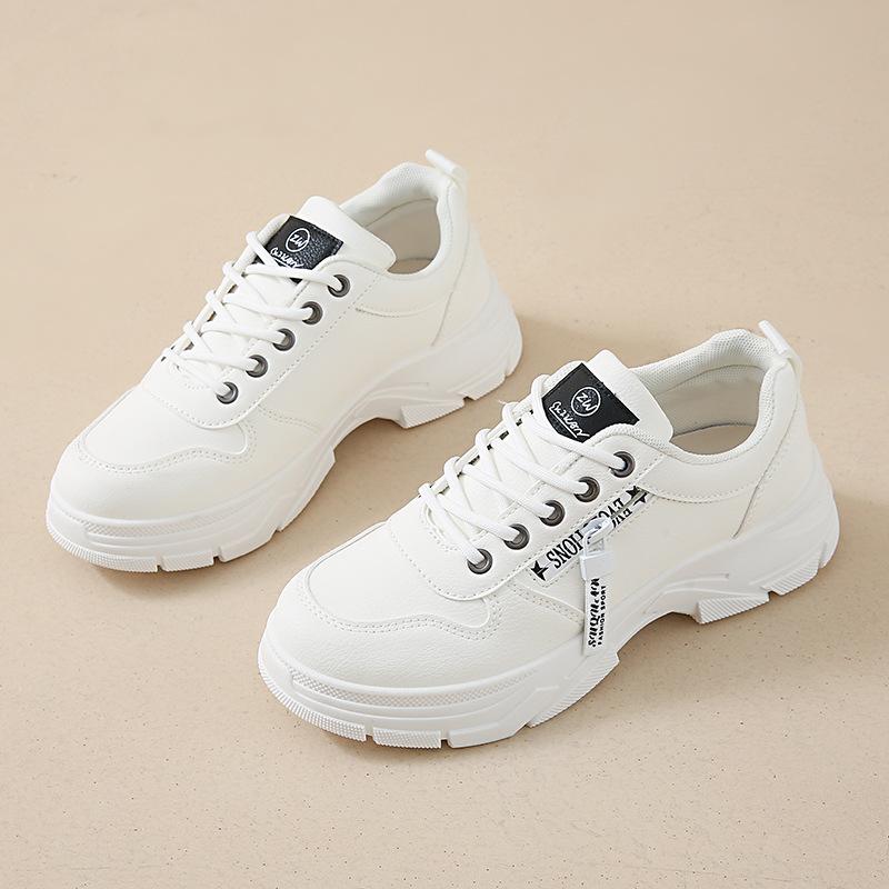 

Platform white shoes women s 2025 new spring Martin leather versatile sports shoes female students Korean version of casual board shoes 40 білий