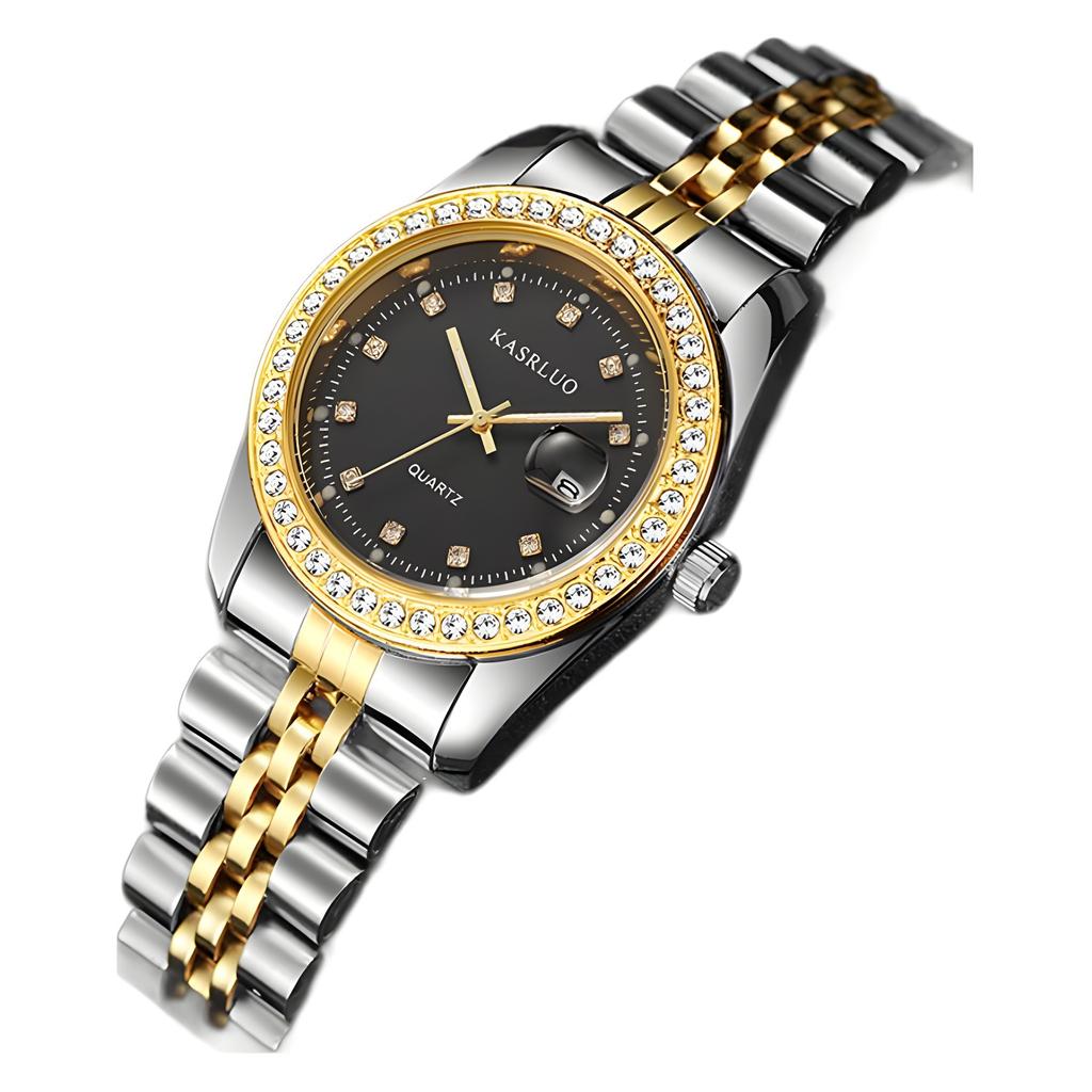 Diamantbesetztes Stahlarmband Damen Laojia Serie Uhr Wasserdicht Kalender Lässig Multifunktionsuhr Leuchtend Quarz
