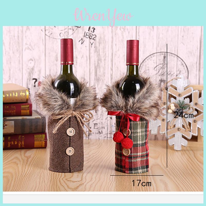 Classic Santa Claus Wine Bottle Cover Bag Perfect For Christmas Dinner Party Table Decor