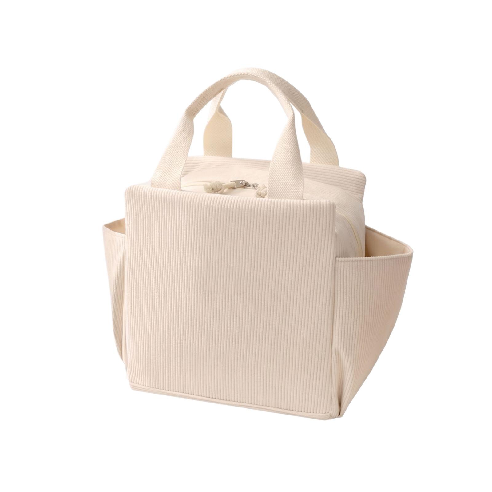 

Insulated Lunch Bag Portable Bento Box Carrier Thermal Lunch Tote with Handles and Multiple Pockets for Students and Office Use one size бежевый
