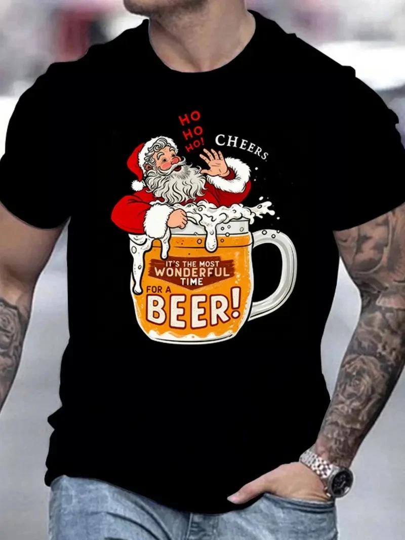 Men s Funny Santa Beer T-Shirt -  HO CHEERS MERRY LITTLE BEER ME  &  I  Be Wonde XXXXL