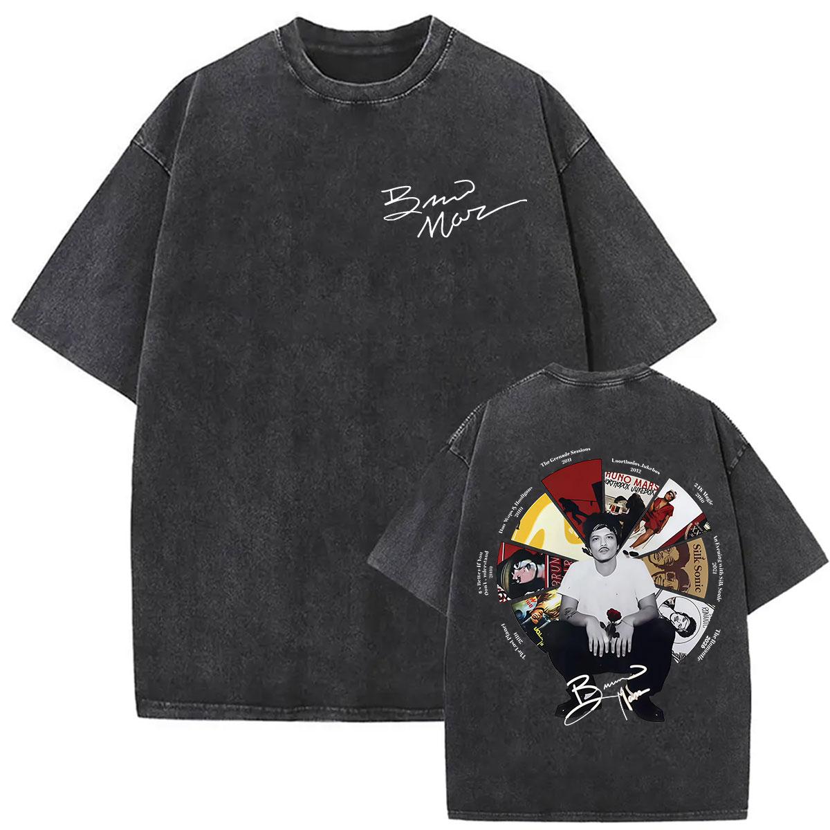 

Vintage Washed Bruno Mars The Romantic Tour Merch T Shirt Mens Women Clothing Fashion ONeck Oversized Cotton Tshirt Tops S