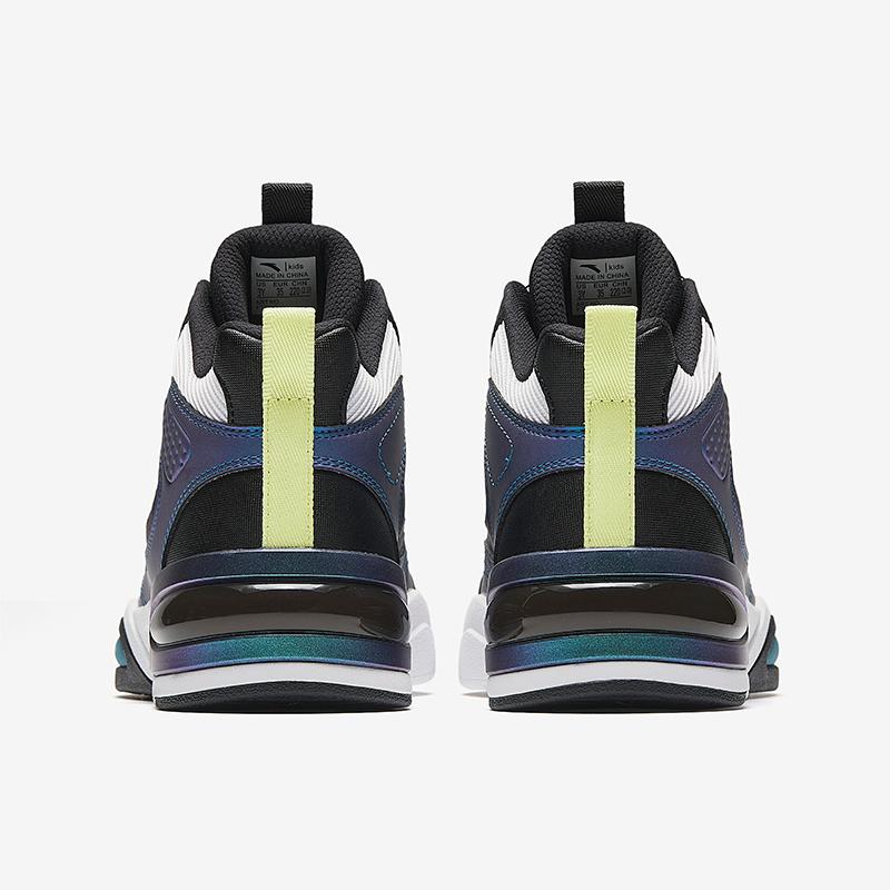 Anta Kids Trendy Versatile Comfortable Lightweight Shock Absorption High-Top Kids Skate Shoes Men Skate Shoes White Black Blue A12448095-3