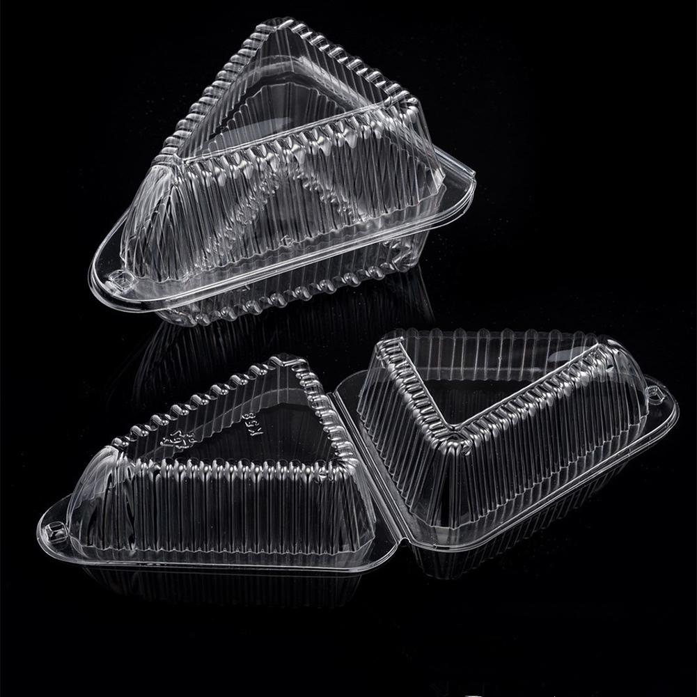 100PCS Triangles Plastic Pie Sandwich Cake Pizza Box Transparent Container Pizza Dessert Food Storage Creative Food Preservation
