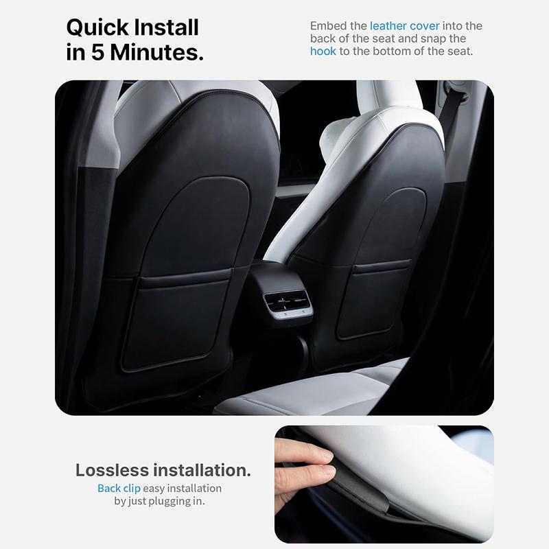 Car Seat Back Anti Kick Pad For Tesla Model YL 6-Seater Leather Full Surround Seat Back Anti Scratch Protector Car Accessories