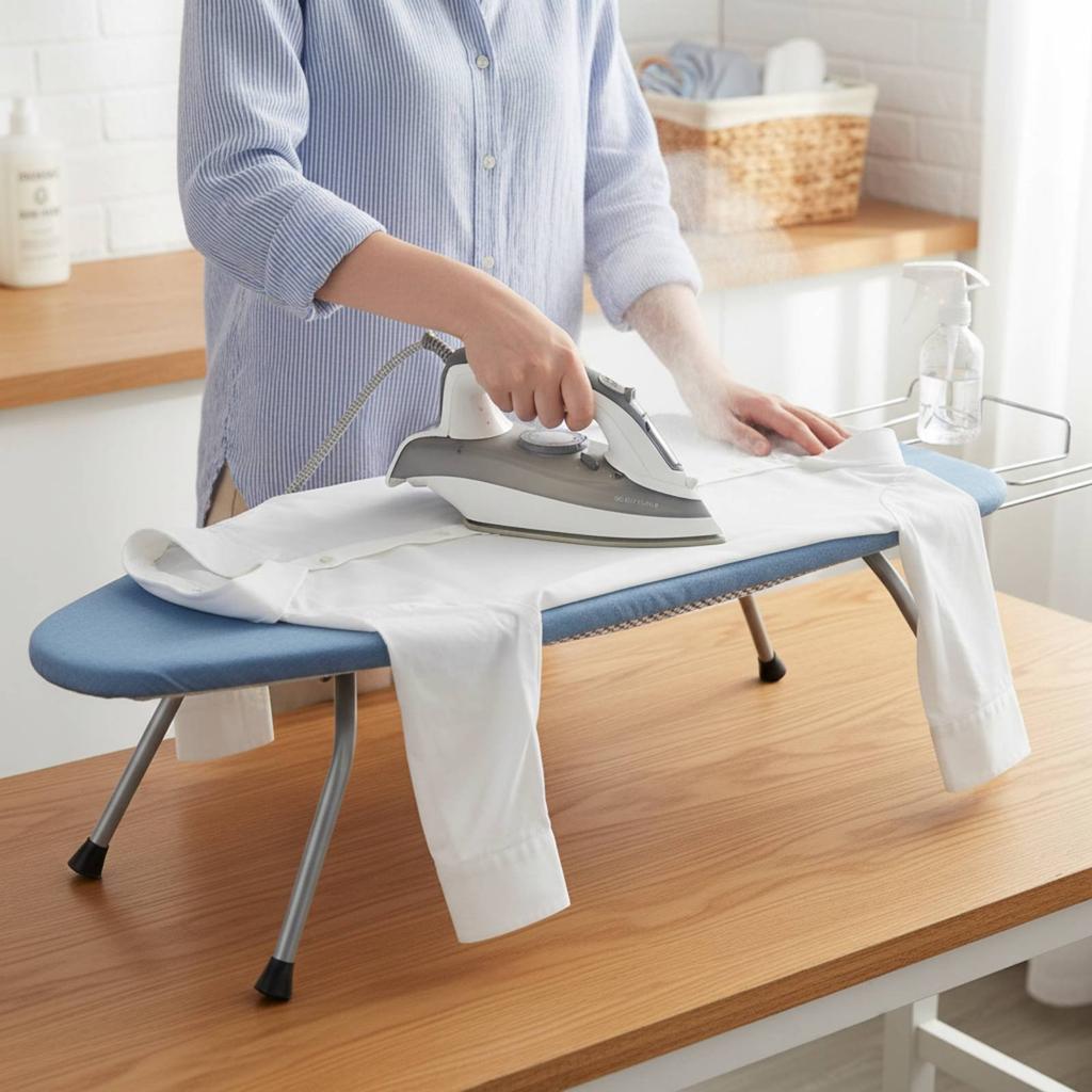 Countertop Ironing Board Foldable Design Portable Ironing Board Laundry Accessory Heat Resistant Cover Built-in Built-in Iron