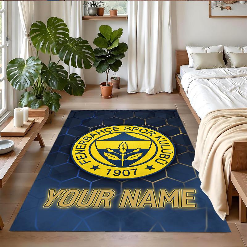 Crystal Velvet Rug Custom Name Text, Soft Non Slip Floor Mat Home DecorFenerbahçe FC