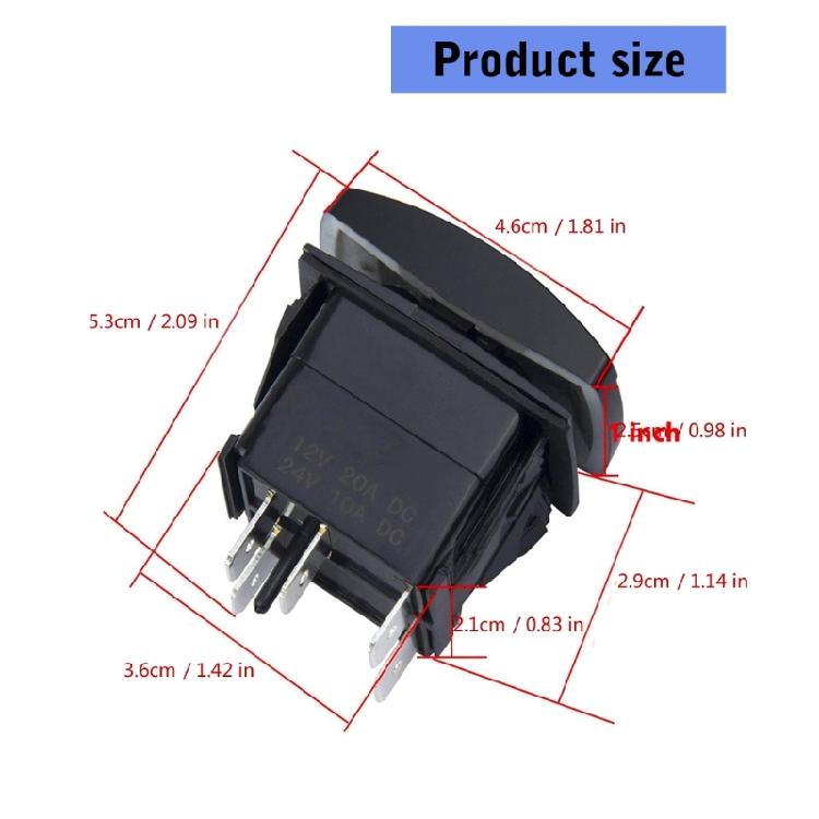 2Pcs 20A 12V Blue LED Lighted Waterproof Rocker Switches Marine Boats Rocker Switches 5 Pin Toggle Switches Enduring