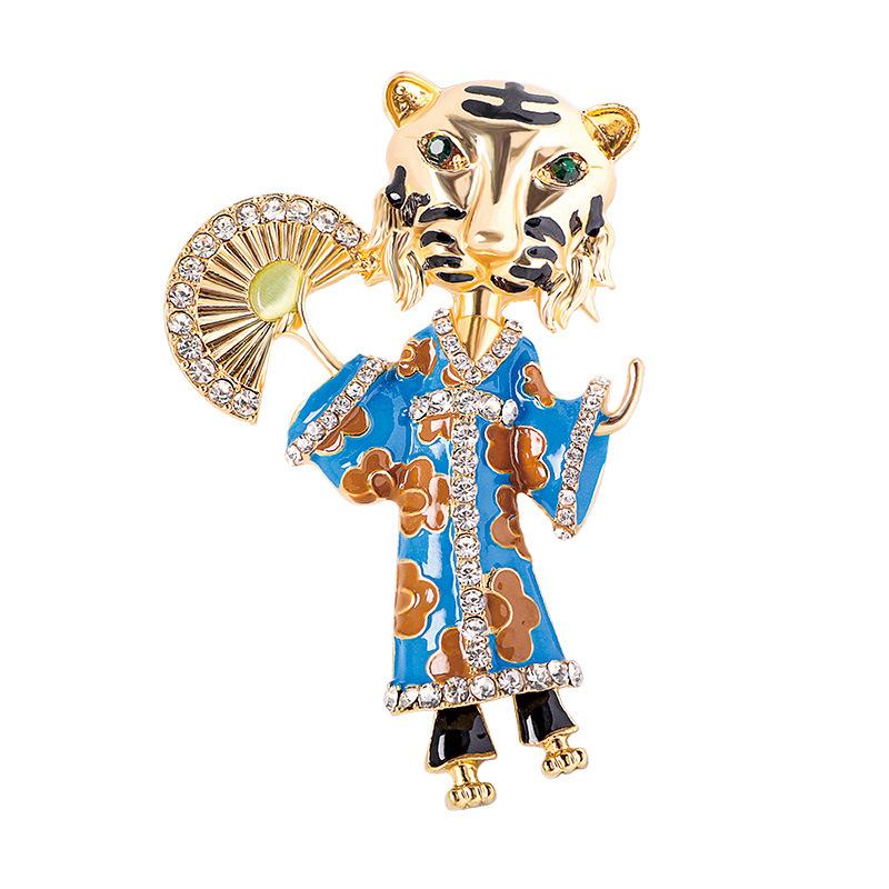 Spilla Brooch Moda Lusso Intarsiata Tigre Retrò