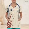 Women Plus Size Beige Printed Nurse Scrub Top V Neck Short Sleeve With Front Pockets