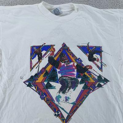 Vintage 90er Cyrk SkiShirt Herren XL Snowboard Skifahren Grafik Surf Made In USA T-Shirt