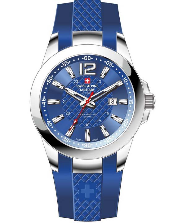 Swiss Alpine Military Combat Air Женские часы, кварцевые, синий циферблат, силиконовый ремешок синий