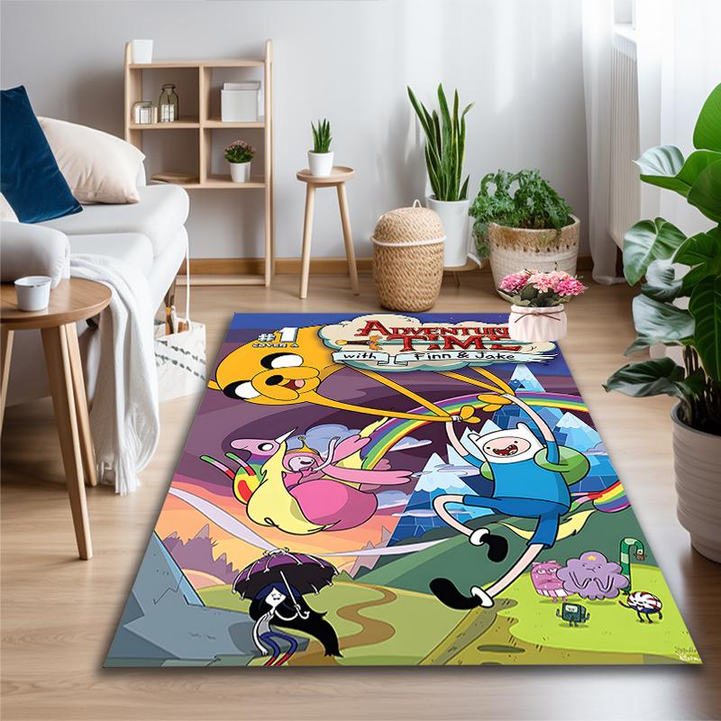 1pc Area Rug Appropriate for Office, Adventure Time Cartoon Carpet, Versatile Printed Chair Rug, Durable Home Sofa Carpet