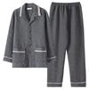 Pyjama Herren Frühling und Herbst Verdickt Reine Baumwolle Langärmelig Loungewear Herbst und Winter Dünn Gepolstert Air Baumwolle Baumwolle Baumwolle