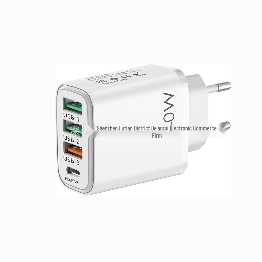 36W PD Fast Charger: 5V4A Multi-Port Adapter with 3 USB Ports, Compatible with European, American, and UK Standards