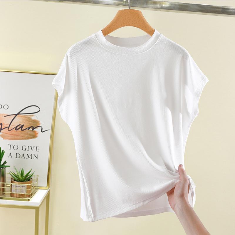 

Женская облегающая футболка с рубчиком, круглым вырезом и короткими рукавами - Легкая, однотонная, универсальный базовый слой для весны/лета. XL белый