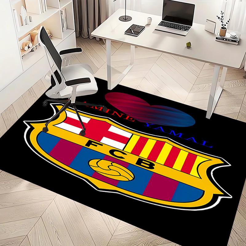 1pc FC Barcelona Print Area Rug - Soft, Washable Non-Slip Indoor Mat, Living Room, Home Office Decorative Rug,Office Decorative