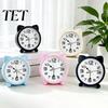 Cat Ear Alarm Clock for Kids, Silent Non-Ticking Metal Analog Bedside Clock, Battery Powered Home Office Desk Decor Small