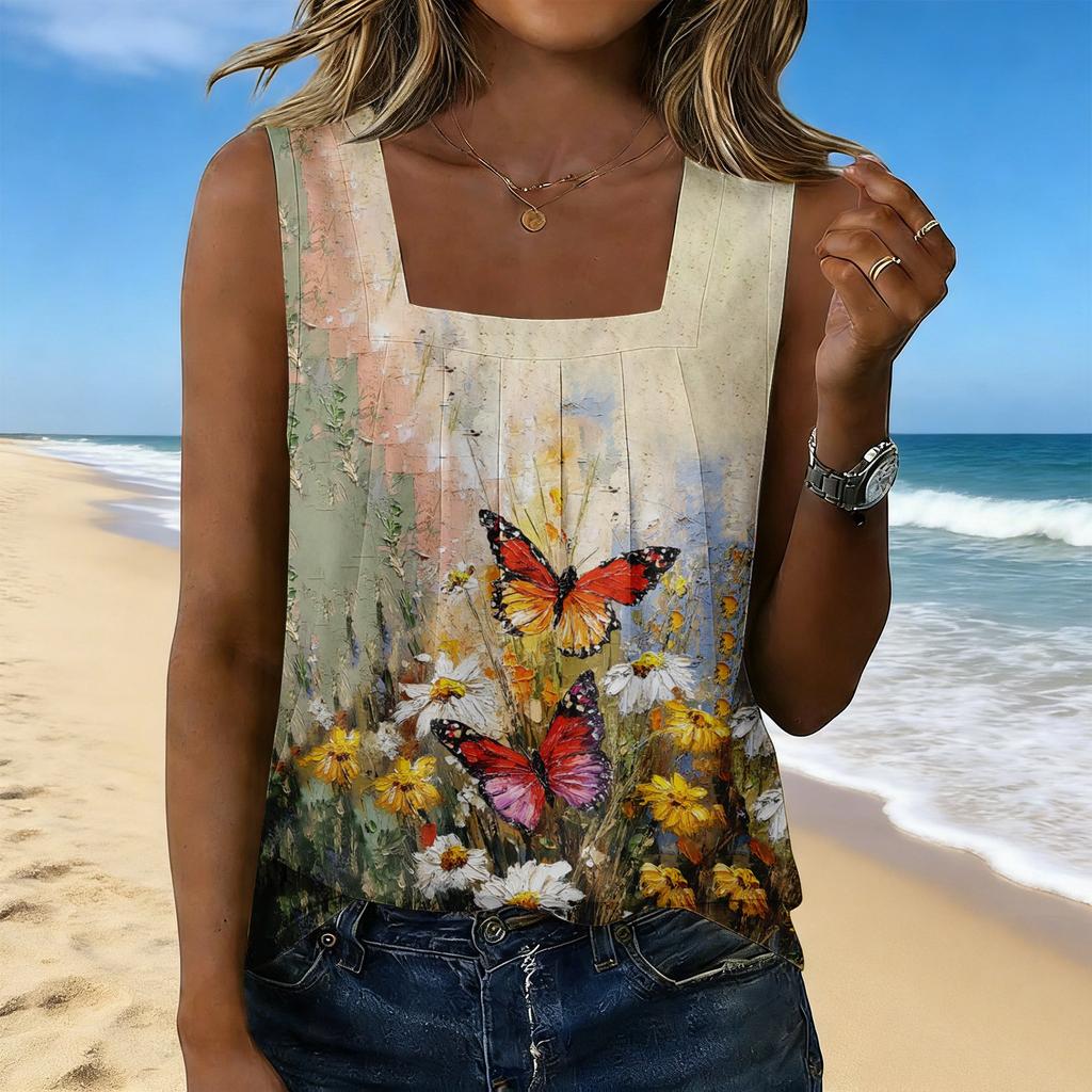 Women's Fashionable Casual Vintage Print Tank Top