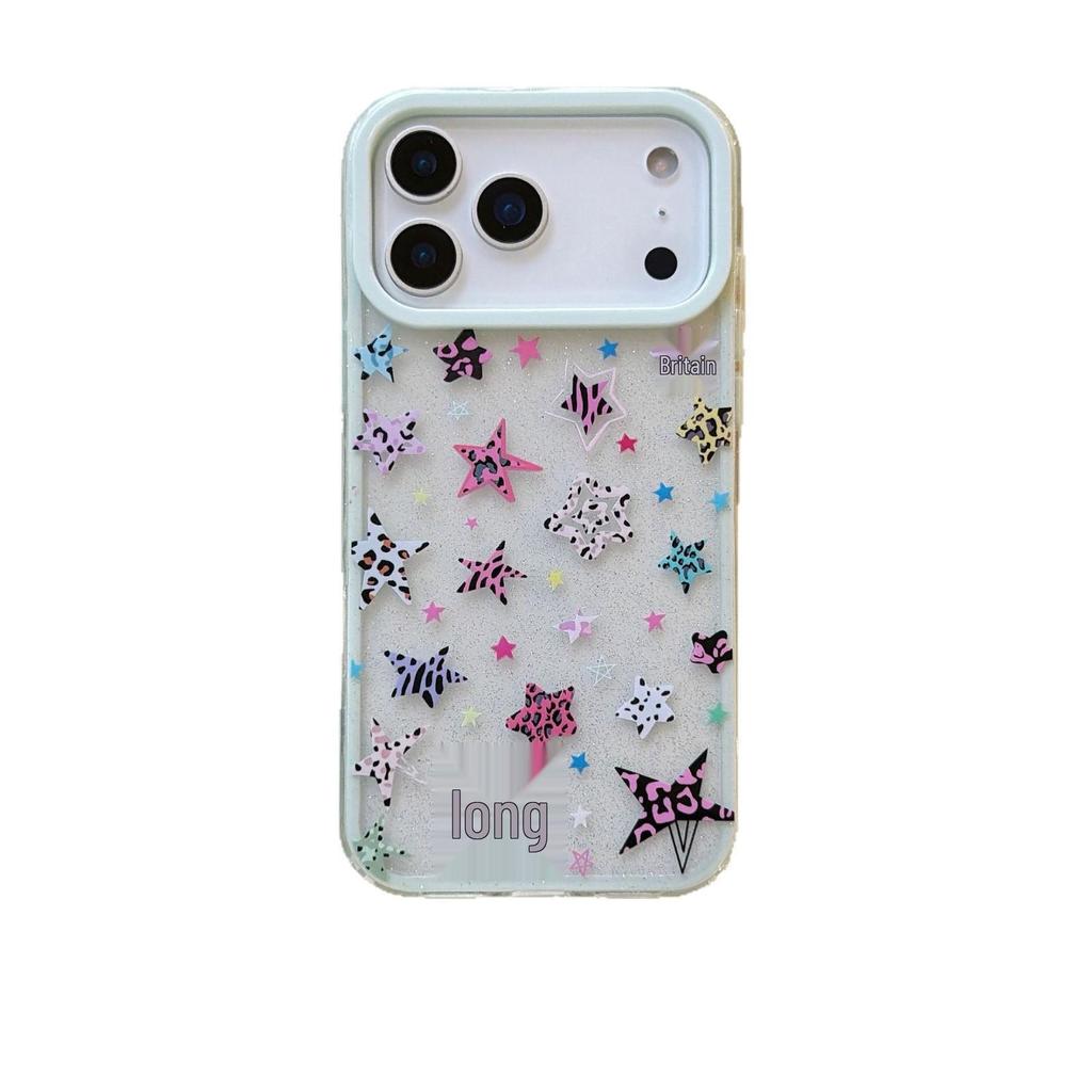 Korean Style Leopard Print Star Phone Case for iPhone 13/14/15/17 Pro Max