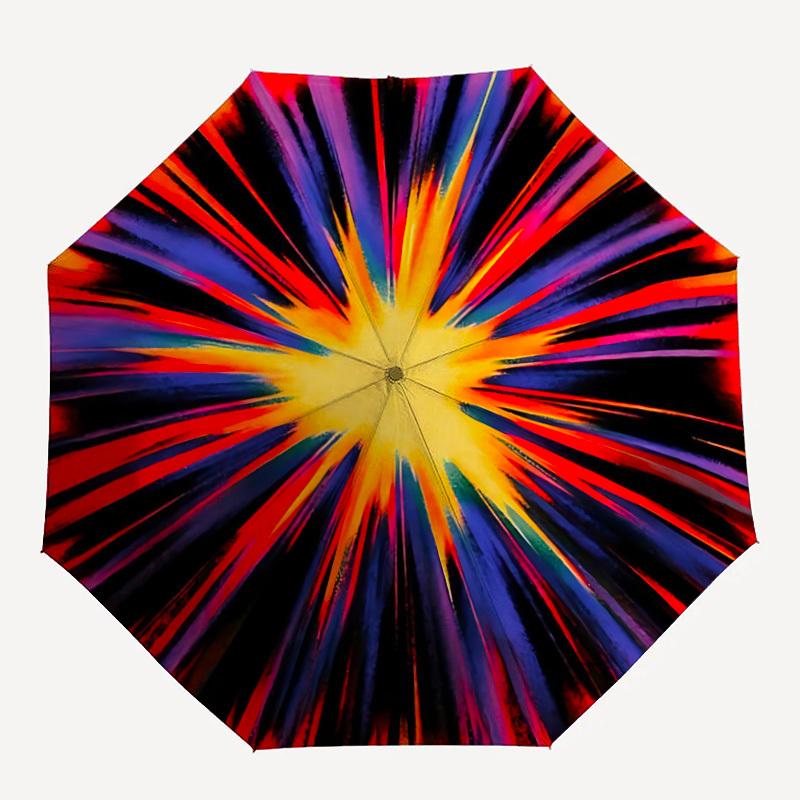 1PC Explosion Artwork Automatic Folding Umbrella Portable Collapsible 8-Rib Umbrella for All Seasons, Casual Outdoor Accessory