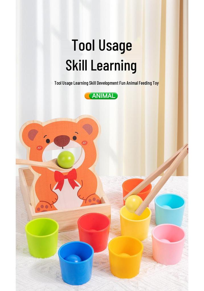 Montessori Baby Concentration Training Set: Ball, Cups, Color Recognition, Matching, Spoon, Hand-Eye Coordination Toy