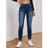 Women Stretch Denim Jeans Solid Color Skinny Pencil Pants Ladies Pockets Zipper Button Jean Trousers