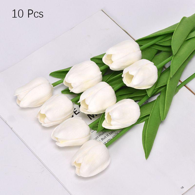 False Artificial 10pc Tulip Flower Fake Pu Real Touch Bouquet Home Wedding Decor