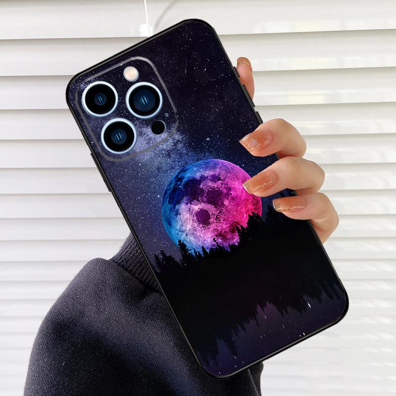 Space Sky Moon Phone Case For iPhone 17 16 15 13 11 12 14 Pro Max Mini 15 16 Plus 16e 17 Air Cover Fundas