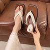 Fashion Slope Heel Flip-flops Slippers Women's Shoes Outer Wear Summer Seaside Silver Sandals Beach Shoes Niche Sandals