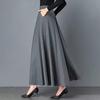 Maxi Skirt High Waist A-Line Long Skirt with Pockets Breathable Slimming Large Hem Design Office Lady Skirt
