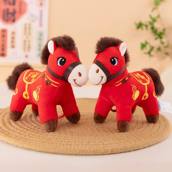 Stuffed Horse Doll Toy Chinese Year of The Horse Statue Plush Zodiac
