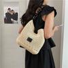 Urban Minimalist Woven Tote Bag With Bead Decoration For Daily Outings