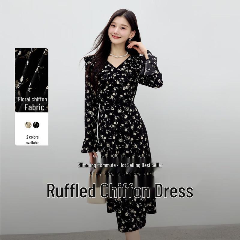 Women s Ruffle Floral V-Neck Mini Dress XL